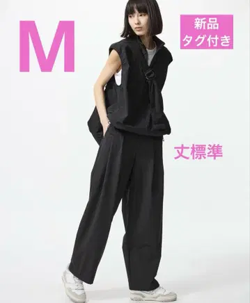 UNIQLO 울트라 스트레치 액티브 와이드 팬츠 기장 표준 블랙 M