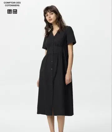 린넨 블렌드 V넥 원피스/반팔