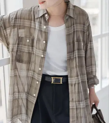 Spick & Span 코튼 보일 체크 셔츠