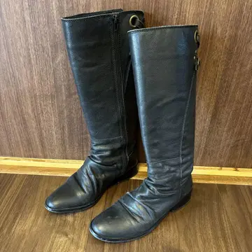WAG 블랙 가죽 롱 부츠 버클 포함 23.0cm