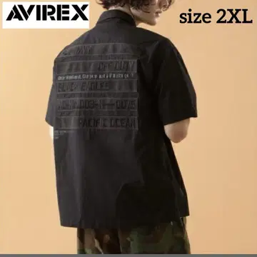 [AVIREX 아비렉스] 자수 밀리터리 셔츠 반팔 2XL