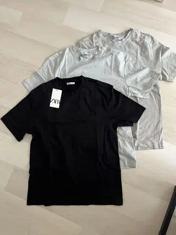 ZARA 티셔츠 3매 세트 M 사이즈 블랙 그레이