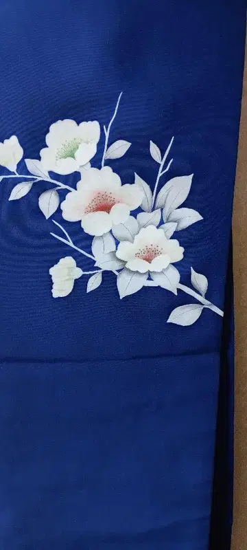 [ 일본 의류 오비 ] 네이비 컬러 꽃무늬 나고야 오비 레트로