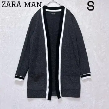 ZARA MAN 니트 가디건 S 블랙 긴팔 겉옷 테이핑 라인