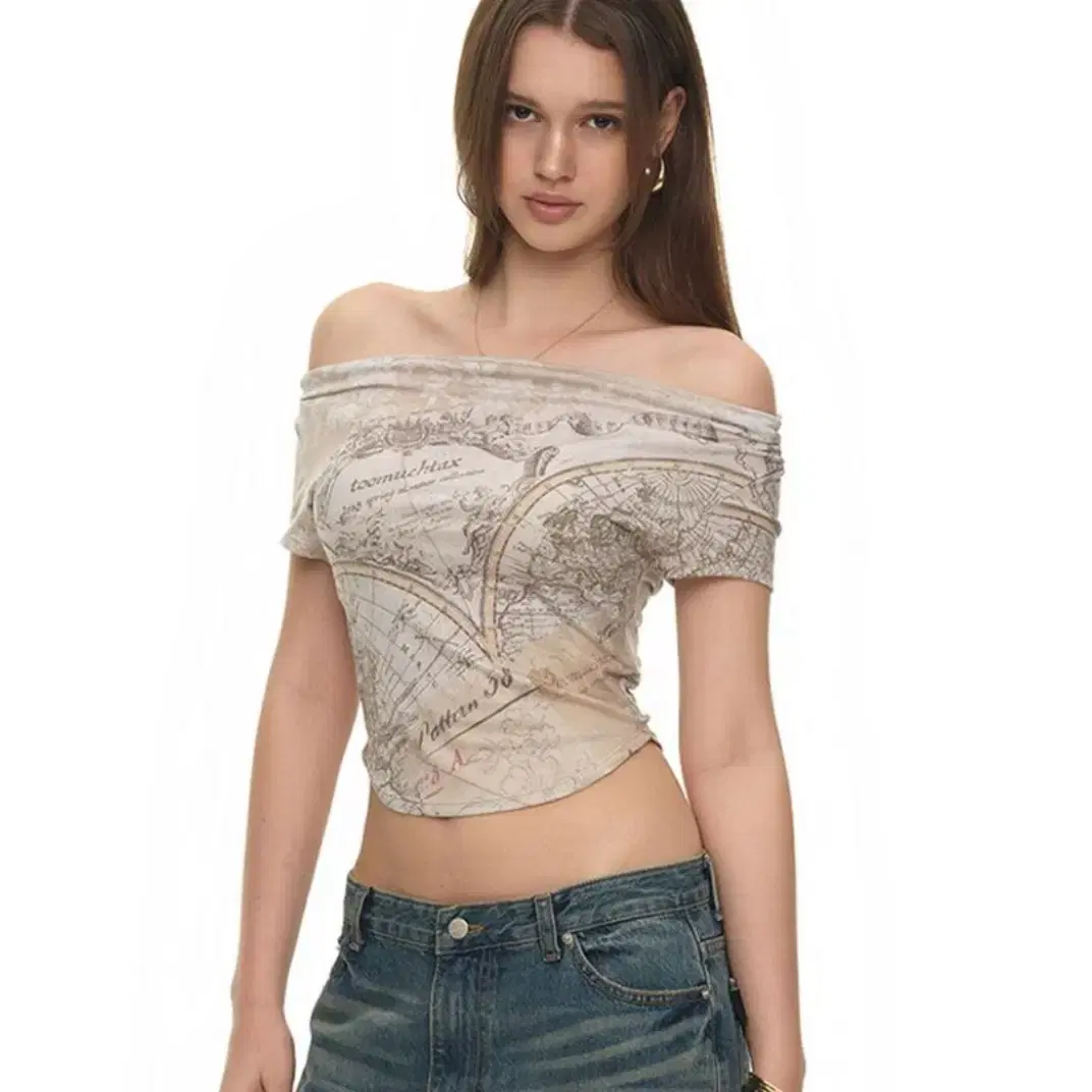 Too Much Tax Asymmetric One Shoulder T-shirt Vintage Map on Too Much Tax Asymmetric One Shoulder T-shirt Vintage Map on