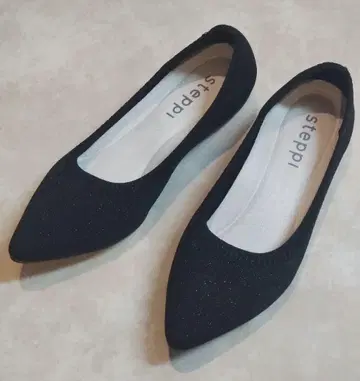 steppl 블랙 스틸레토 플랫슈즈 21.5cm