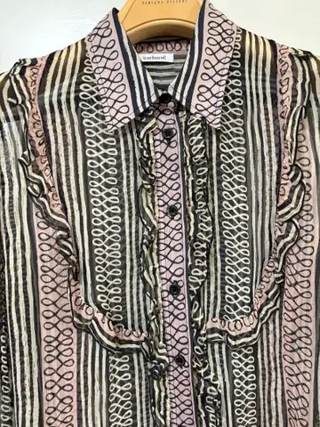 컨디션 최상 cacharel 캐샤렐 실크 블라우스 핑크/블랙