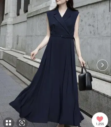 새상품 anuans 더블 새틴 테일러드 플레어 원피스