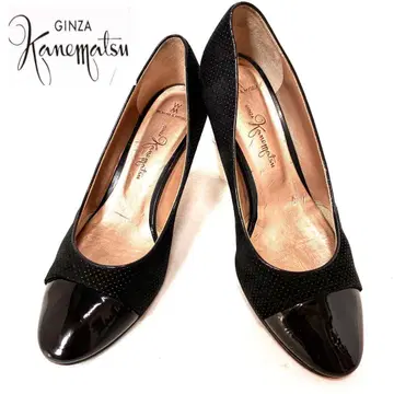 GINZA Kanematsu 긴자 카네마츠 블랙 에나멜 펌프스 23cm