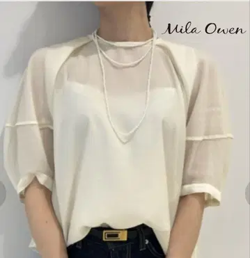 [새상품급] Mila Owen 구축 하프 슬리브 시어 블라우스 워셔블
