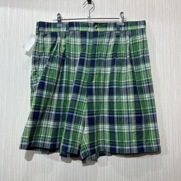 TOMMY HILFIGER 구제 XL 그린 계열 체크 무늬 숏팬츠