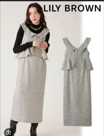 [새상품급] 릴리 브라운 데콜테 페플럼 원피스 24 AW