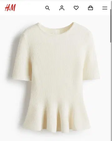 H&M RIB-KNIT PEPLUM TOP 페플럼 상의