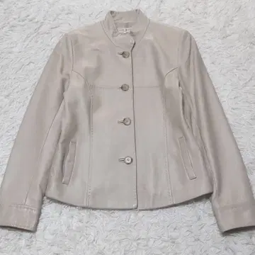 이탈리안 램스킨 스탠드 카라 가죽 자켓 L 베이지