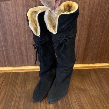 풀 사이드 블랙 스웨이드 롱부츠 24.5cm
