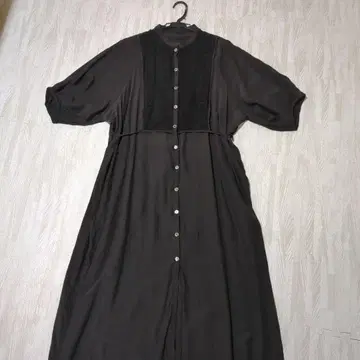 블랙 셔츠 원피스 7부 소매
