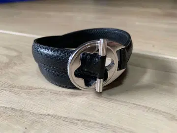 MONTBLANC 몽블랑 블랙 레더 팔찌 실버 925