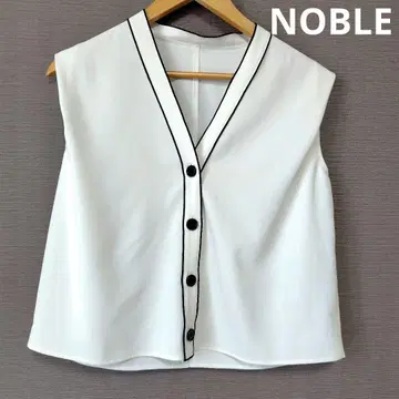 [고급] Noble Pe 조젯 코쿤 트리밍 블라우스 화이트 일본제