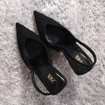 ZARA 자라 트위드 블랙 하이힐 펌프스