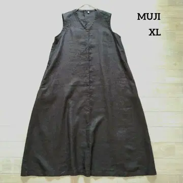 MUJI 무인양품 린넨 V넥 원피스 XL
