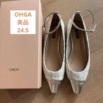 OHGA 오가 COMBI TWEED PUMPS 화이트 펌프스