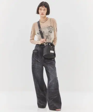 STUDIOUS 와이드 팬츠 tucked wide leg jeans