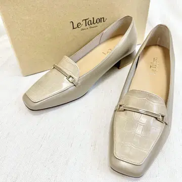 [미사용급] Le Talon 르탈론 스퀘어 토 비트 로퍼 베이지