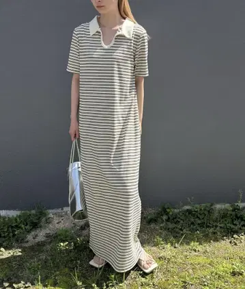 골지 롱 폴로 원피스 셀렉 모카