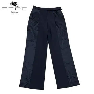 새상품급 ETRO 에트로 새틴 절개 바이컬러 투톤 슬랙스 팬츠