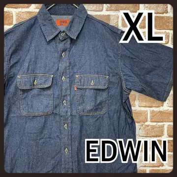 EDWIN 에드윈 503 데님 셔츠 반팔 다크 네이비 XL 셔츠 LL