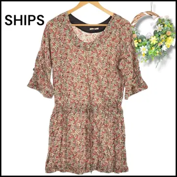 SHIPS 상의 튜닉 5부 소매 걸리시 꽃 절개 F