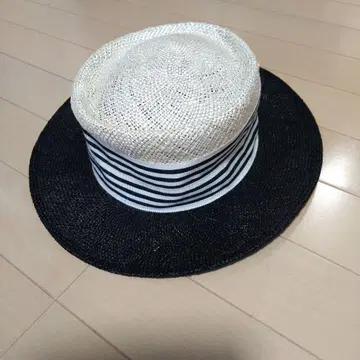 Chapeau d'O 스트라이프 리본 밀짚모자