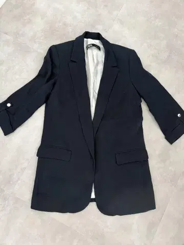 ZARA 네이비 린넨 롤업 자켓 XS 새상품