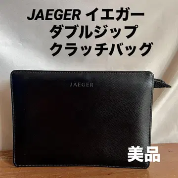 JAEGER 예거 더블 지퍼 클러치백 세컨드 백 천연 가죽