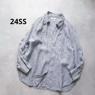 24 SS 린넨 셔츠 스트라이프 린넨 100% 심플리시떼 2024