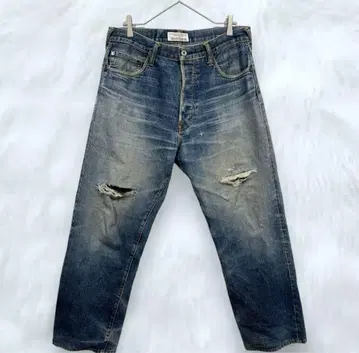 Evisu 데미지 가공 데님 팬츠