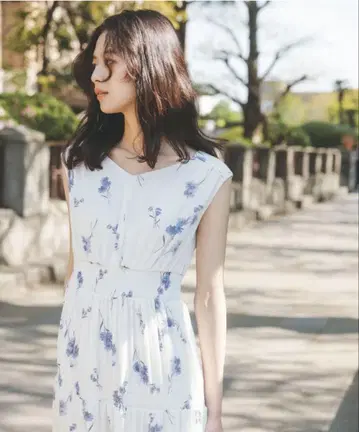 V넥 플라워 티어드 원피스 S 사이즈