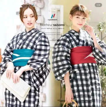 새 상품 유카타 bonheur saisons 깅엄 체크