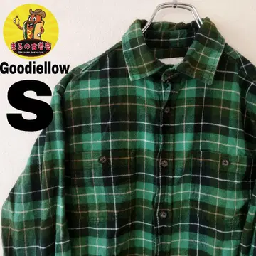 USA 구제 Goodiellow 플란넬 셔츠 S 그린 블랙 체크