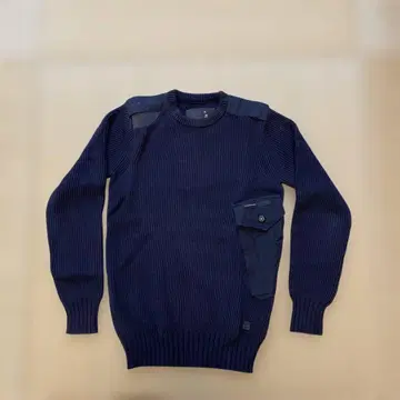 G STAR RAW 네이비 리브 스웨터 포켓 부착