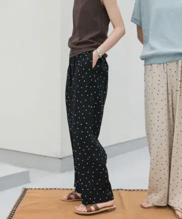 린넨 레이온 도트 이지 팬츠