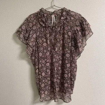 Anthropologie XL 플라워 프린트 반팔 블라우스
