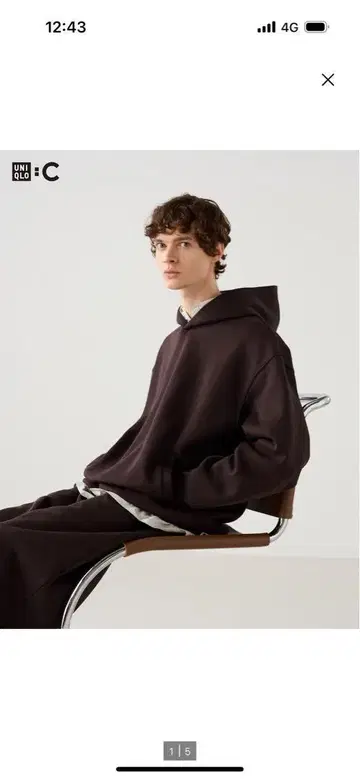 UNIQLO 후드 맨투맨 M 다크 브라운