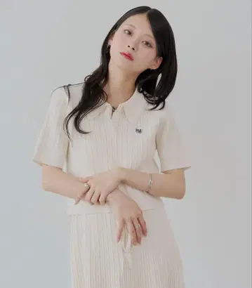 레이어드 케이블 자수 폴로 니트 치코 Chico