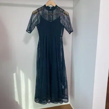 FRAY I.D 다크 그린 레이스 풀렝스 드레스