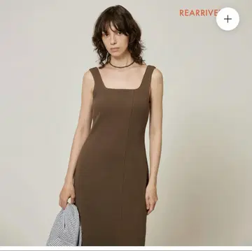 searoomlynn Fit 패드 RIB 스퀘어 드레스 모카 브라운