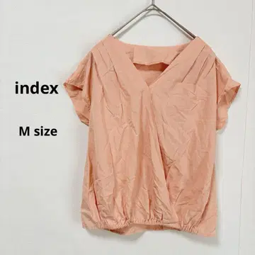 인덱스 index 프렌치 슬리브 블라우스 M 살몬 핑크 V넥
