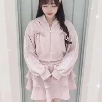 evelyn 셔링 리본 세트 핑크