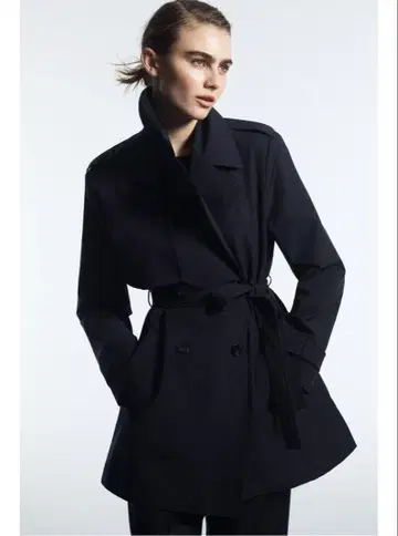 ZARA 이번 시즌 세미롱 기장 트렌치코트 네이비 S