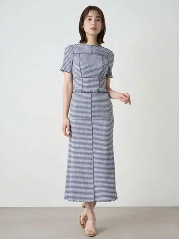 SNIDEL 메로우 컷 원피스 블루